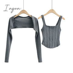 Ingvn - Sexy Cropped Tops Women 2023 Summer Knit Tank Top Fish Bone Corset White Crop Ribbed Cute