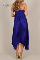 Ingvn - Sexy Elegant Solid Fold V Neck Irregular Dress Dresses Dresses/Summer