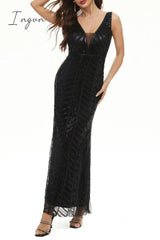 Ingvn - Sexy Formal Patchwork V Neck Evening Dress Dresses Dresses/Party And Cocktail