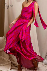 Ingvn - Sexy Print Bandage Asymmetrical Oblique Collar Irregular Dress Dresses Dresses/Casual