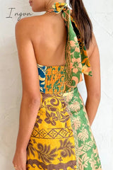 Ingvn - Sexy Print Bandage Backless Halter Printed Dress Dresses Dresses/Floral