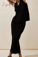 Ingvn - Sexy Simplicity Solid Draw String V Neck Sleeveless Two Pieces Pieces/Two-Piece Dress