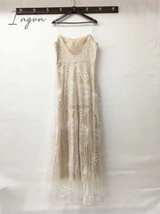 Ingvn - Sexy Slip Embroidered Maxi Dresses For Women Summer Elegant Luxury Evening Wedding Guest