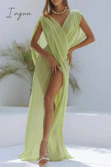 Ingvn - Sexy Solid Color See-Through Slit Swimwears Cover Up Swimwears/Cover-Ups & Beach Dresses