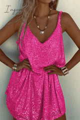 Ingvn - Sexy Solid Sequins V Neck Sling Dress Dresses Dresses/Club