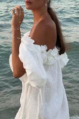 Ingvn - Sexy Solid Slit Fold Off The Shoulder Beach Dresses Dresses/Casual