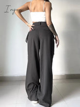 Ingvn - Shirring Casual Wide Leg Pants Women High Waist Street Basic Loose Sweat Trousers Korean
