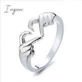 Ingvn - Simple Trendy Heart Finger Ring Lady Daily Wearable Accessories Metallic Style Jewelry For
