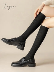 Ingvn - Simple Twist Wool Solid Color Mid-Calf Socks Warmers