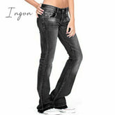 Ingvn - Skinny Flared Jeans Women’s Fashion Denim Pants Bootcut Bell Bottoms Stretch Trousers