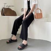 Ingvn - Slippers Women Thick Bottom Wedge Heel Outer Wear Summer New White Fashion Muffin Flat