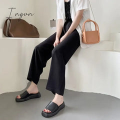 Ingvn - Slippers Women Thick Bottom Wedge Heel Outer Wear Summer New White Fashion Muffin Flat