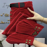 Ingvn - Solid Color Thick Warm Corduroy Pants Women 2023 Autumn Winter Korean Loose Casual Harm