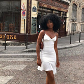 Ingvn - Spaghetti Straps Ruffles Mini Dress Club Party Elegant Sleeveless Slip Women’s Summer