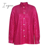 Ingvn - Sparkly Two - Piece Set Party Outfits For Womens Sequin Top Blouse Shirt And Pants Suit