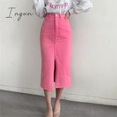 Ingvn - Split Jeans Skirt For Women 2023 New High Waisted Slim Korean Fashion Chic Pencil Vintage