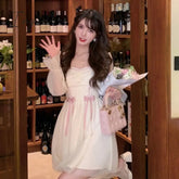 Ingvn - Spring Autumn Elegant Princess Dress Women Sweet Dot Party Long Sleeve Fairy Female Casual