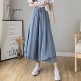 Ingvn - Spring Autumn New Style Pleated Chiffon Wide Leg Pants Fashion High Waist Drape Elegant