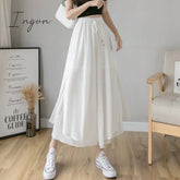 Ingvn - Spring Autumn New Style Pleated Chiffon Wide Leg Pants Fashion High Waist Drape Elegant