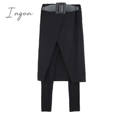Ingvn - Spring Autumn Women Pants High Stretch Black Fake Two Pieces Pencil Skirt Female Fashion