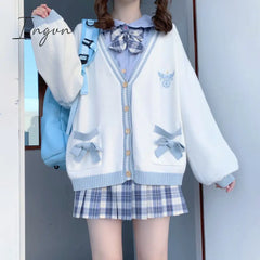 Ingvn - Spring Japanese Kawaii Fashion Pink Cardigan Women Harajuku Knitted Sweater Cute Bow Heart