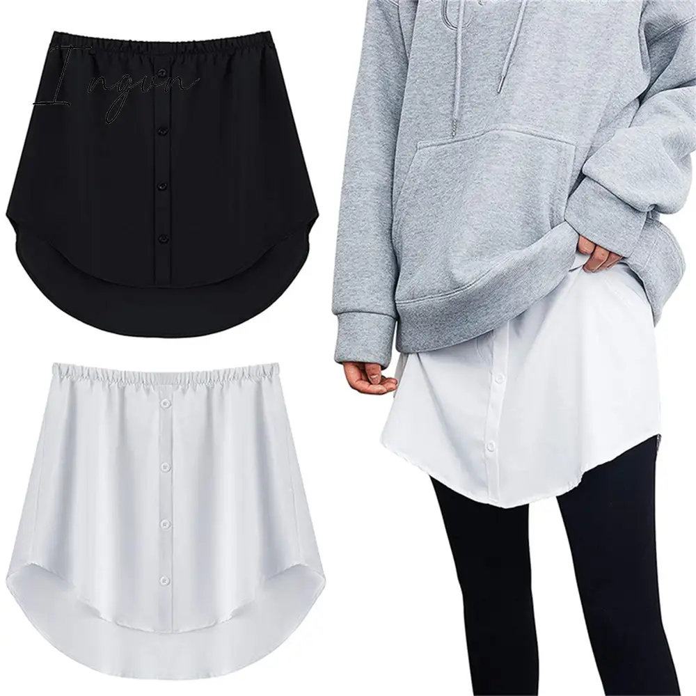 Ingvn - Spring Outfits New Style Womens Fake Shirts Hem Underskirts Elastic High Waist Split Half