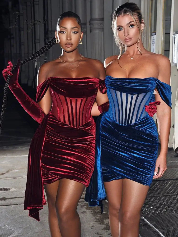 Ingvn - Spring Outfits Trends Draping Off Shoulder Corset Dress High Quality Christmas Summer