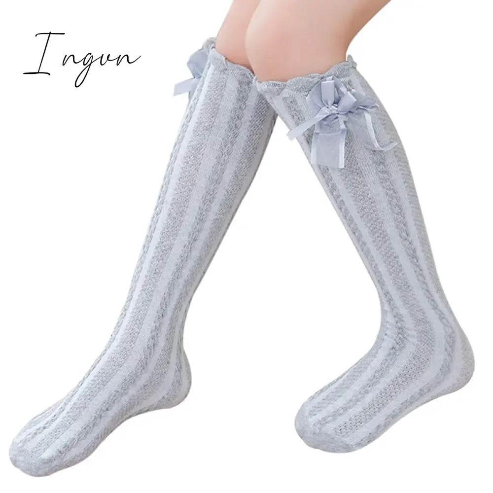 Ingvn - Spring Summer Girls Knee High Socks For Kids Children Bowknot Mesh Breathable Long Tall