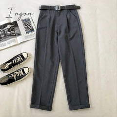 Ingvn - Spring Womens Fashion Office Lady Work Leisure Suit Pants Korean Solid Autumn Casual High