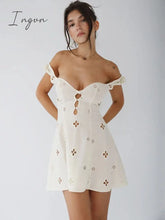 Ingvn - Square Collar Black Mini Dresses 2023 Summer Sexy High Waist Short Sleeve Beachwear Bodycon