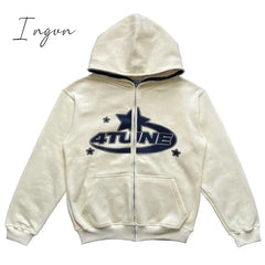 Ingvn - Star Letter Print Hoodies Y2K Apricot / S