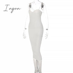 Ingvn - Straps Bodycon Sexy Prom Midi Dress For Women’s Summer Elegant Evening Party White