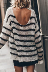 Ingvn - Street Striped Contrast O Neck Tops Tops/Sweaters & Cardigans