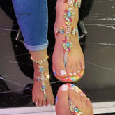 Ingvn - Stylish Crystal Strap Lace-Up Sandals