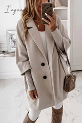 Ingvn - Stylish Design With Pocket And Buttons Coat S / Gray Tops