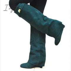 Ingvn - Stylish Faux Leather Hidden Heel Tall Boots