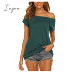 Ingvn - Stylish Off Shoulder Solid Color Long Sleeve Tops