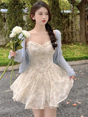 Ingvn - Summer Chiffon Fairy Floral Dress Women Korean Fashion Strap Sexy Party Mini Female