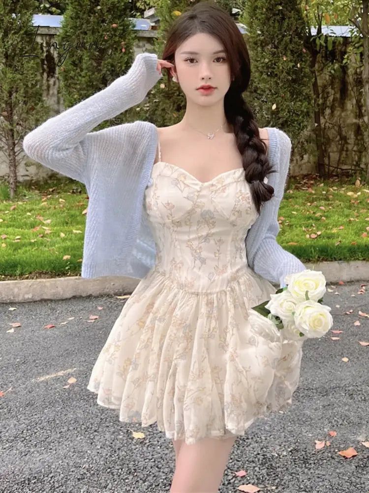 Ingvn - Summer Chiffon Fairy Floral Dress Women Korean Fashion Strap Sexy Party Mini Female