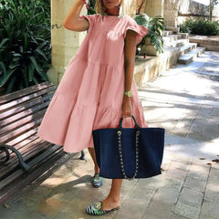 Ingvn - Summer Dress Women Sundress Holiay Vintage Ruffled Party Dresses Casual Vestidos Femme Robe