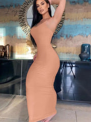 Ingvn - Summer Dresses For Women White Bodycon Slip Maxi Dress For Women’s Sexy Party Evening
