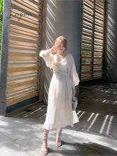 Ingvn - Summer French Elegant Party Dress Women Long Sleeve Casual Fairy Midi Evening Vintage One