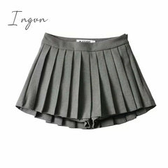 Ingvn - Summer High Waist Skirts Womens Sexy Mini Vintage Pleated Skirt Korean Tennis Short White