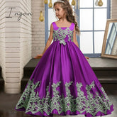 Ingvn - Summer Kids Princess Dress Girls Flower Embroidery For Vintage Wedding Party Formal Ball
