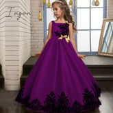Ingvn - Summer Kids Princess Dress Girls Flower Embroidery For Vintage Wedding Party Formal Ball