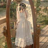 Ingvn - Summer Lace Sweet Elegant Dress Women Evening Party One Piece Korean Kawaii Short Sleeve