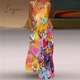 Ingvn - Summer Long Dress Elegant Robe Party Sleeveless Dresses Women Casual Sundress Vintage Maxi