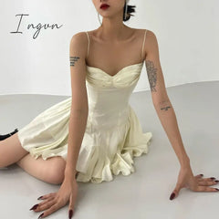 Ingvn - Summer Mini Dresses For Women Sexy Outfits Woman Elegant Dress Vintage Cothes Sundress