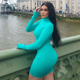 Ingvn - Summer New Sexy Casual Commutes Women’s High Collar Long Sleeved Horn Sleeve Elastic