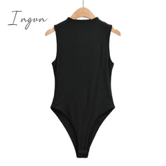 Ingvn - Summer Outfits For Women Elegant Bodysuit Sexy Bodycon Bodysuits Black Sleeveless One Piece